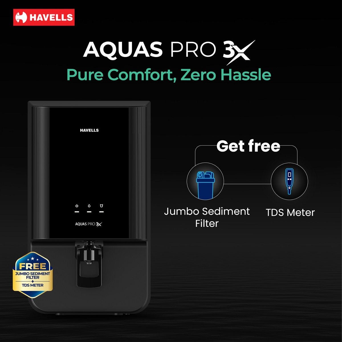 Havells Aquas Pro 3X RO+UV Water Purifier: Product feature